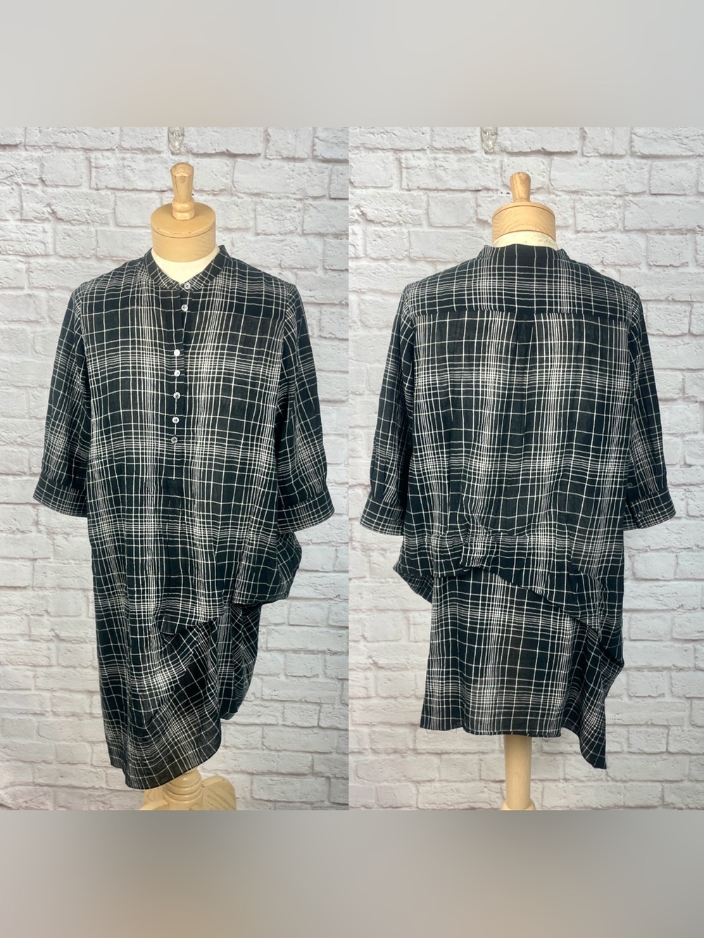 Morgane Le Fay Plaid Asymmetrical Cotton Tunic Dress Size S